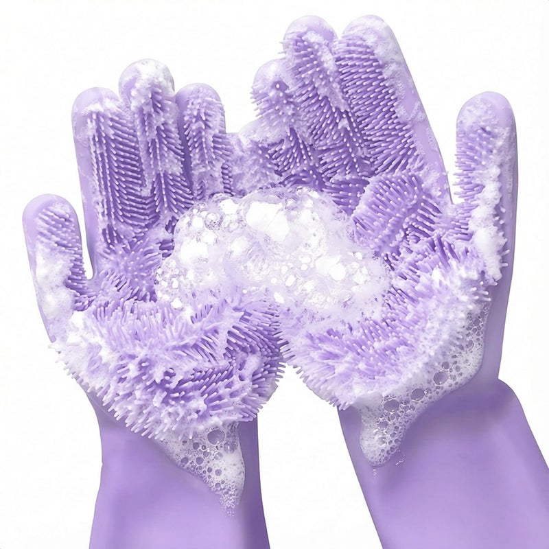 ALPENKOK Silicone Dish Gloves with Scrubbers â€“ Thick Tear-Resistant Dishwashing Gloves â€“ Reusable and Long-Lasting for Multi-Purpose Use, Durable and Strong for Washing Dishes, Kitchen Cleaning & Daily Chores - Image 1